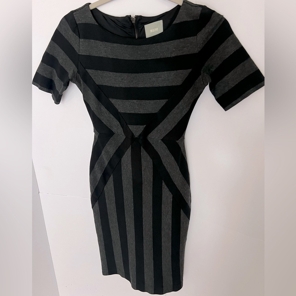 Anthropologie Maeve Geoplane Stripe Pencil Short Sleeve Dress 0 - Picture 3 of 6